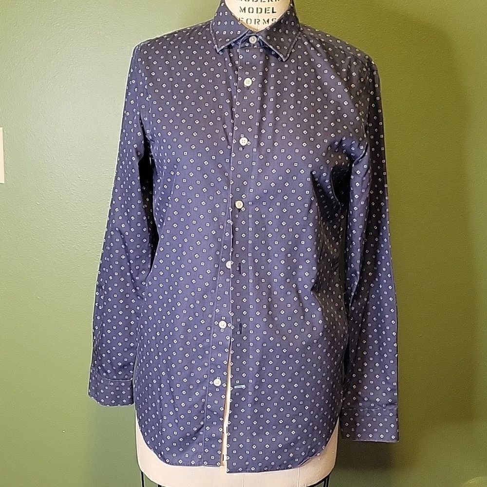 Banana Republic Non-Iron Dark Geometric Dot Button Down Shirt